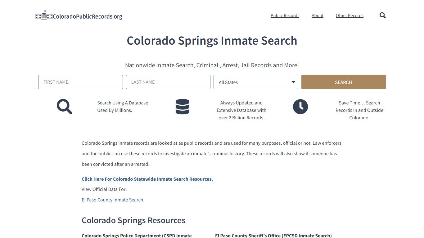 Colorado Springs Inmate Search - Current & Past CSPD CO Jail Records